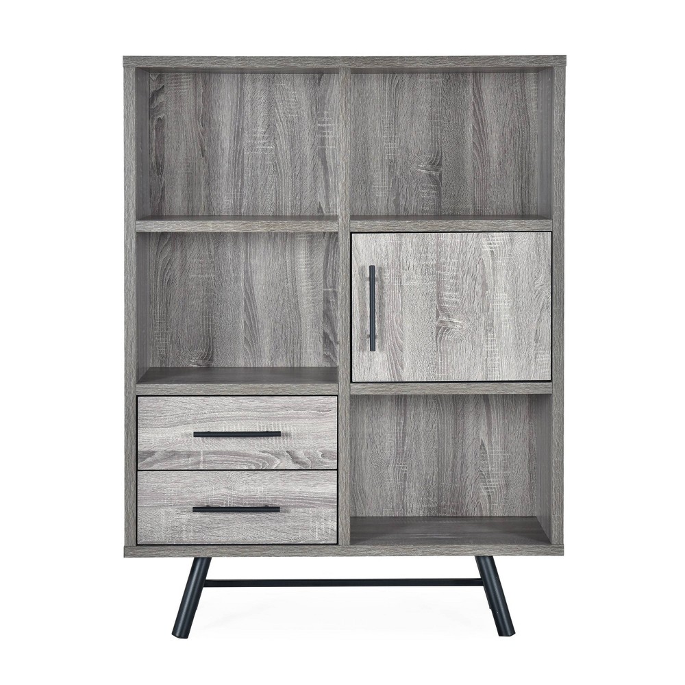 Photos - Wardrobe Hulbert Modern Industrial 6 Shelf Multi Functional Cabinet Brown Oak/Black