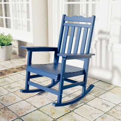 Sonkuki Patio Outdoor Adirondack Rocking Chair with Big Armrests, Weather Resistant, Easy Installation, Lawn and Backyard