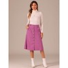 Allegra K Women's High Waist Solid Button Front A-Line Belted Corduroy Midi Skirt - 3 of 4
