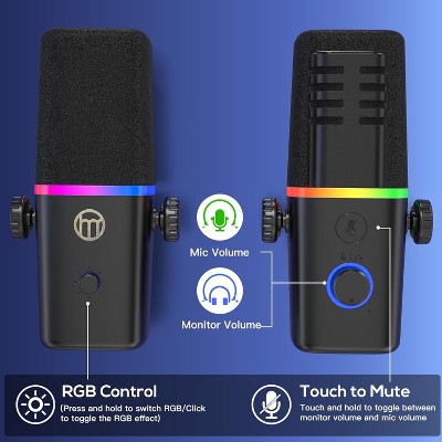 MaseiKar XLR/USB Dynamic Microphone for Gaming Podcast,Mic for iPhone Phone PC Computer Gaming Streaming Microphone with RGB Light,Mute Button