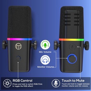 MaseiKar XLR/USB Dynamic Microphone for Gaming Podcast,Mic for iPhone Phone PC Computer Gaming Streaming Microphone with RGB Light,Mute Button - 1 of 4