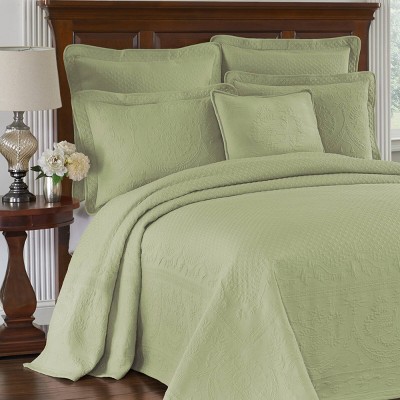 Sage Elegance Stonewashed Cotton King Sham with Vine Details