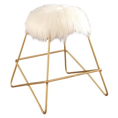 Zafir Faux Fur Vanity Stool White - Abbyson Living