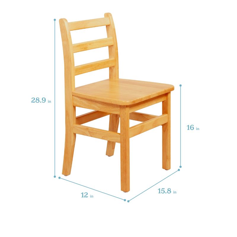 ECR4Kids 30in D Round Hardwood Table with 28in Legs and Two 16in Chairs, Kids Furniture, 3 of 12
