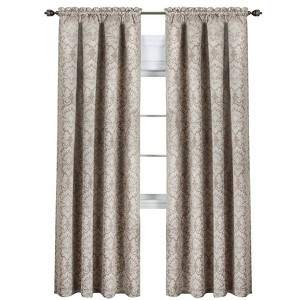 Kate Aurora Royal Living 2 Piece Rod Pocket Damask Design 95% Blackout Curtain Panels - 1 of 3