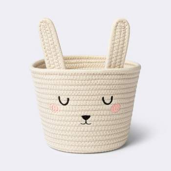 1pc, Easter Basket Rabbit Candy Bag Plush Soft Sticky Sticky Storage Basket  Cartoon Storage Bucket Easter