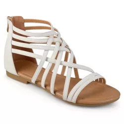Journee Collection Womens Hanni Gladiator Low Block Heel Sandals, White 9