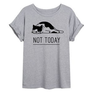 Women's - Instant Message - Not Today Cat Oversized Graphic T-Shirt - 1 of 4