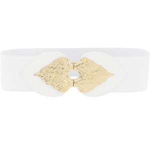 INSPIRE CHIC Women's Golden Leaf Stretchy Fashion Vintage Elegant Elastic Waist Belts 1 Pc - 1 of 4