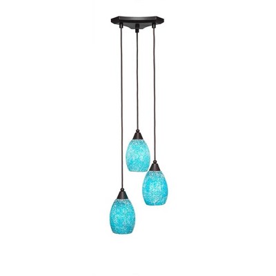 Toltec Lighting Europa 3 - Light Pendant in  Dark Granite with 5" Turquoise Fusion Shade