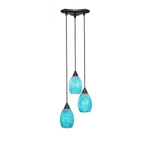 Toltec Lighting Europa 3 - Light Pendant in  Dark Granite with 5" Turquoise Fusion Shade - 1 of 1