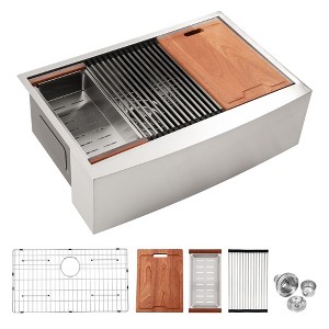 36 Farmhouse Sink Workstation - 36*22*10 Inch Kitchen Sink Stainless Steel 16 gauge Apron Front Kitchen Sink - 1 of 4