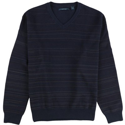 Perry Ellis Mens Striped V Neck Pullover Sweater