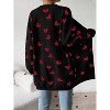 Heart Cardigan Sweater for Women Oversized Valentine Cardigan Cute Love Print Open Front Knit Sweaters Coat with Pockets - 3 of 4