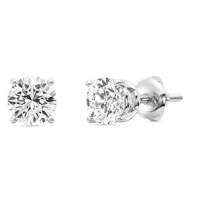 Gilded IGI Certified Lab-Grown Diamond 14KT White & Yellow Gold Stud Earrings for Women 4-Prong Basket, Round & Princess Cut, 1-2-3 Carat Total Weight - 1 of 4