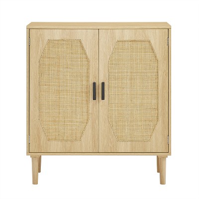 Vynxaria Natural  with rattan drawers Decorative Storage Cabinet with Rattan Doors