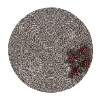 Saro Lifestyle Nature's Bloom Beaded Flower Placemat (Set of 4)