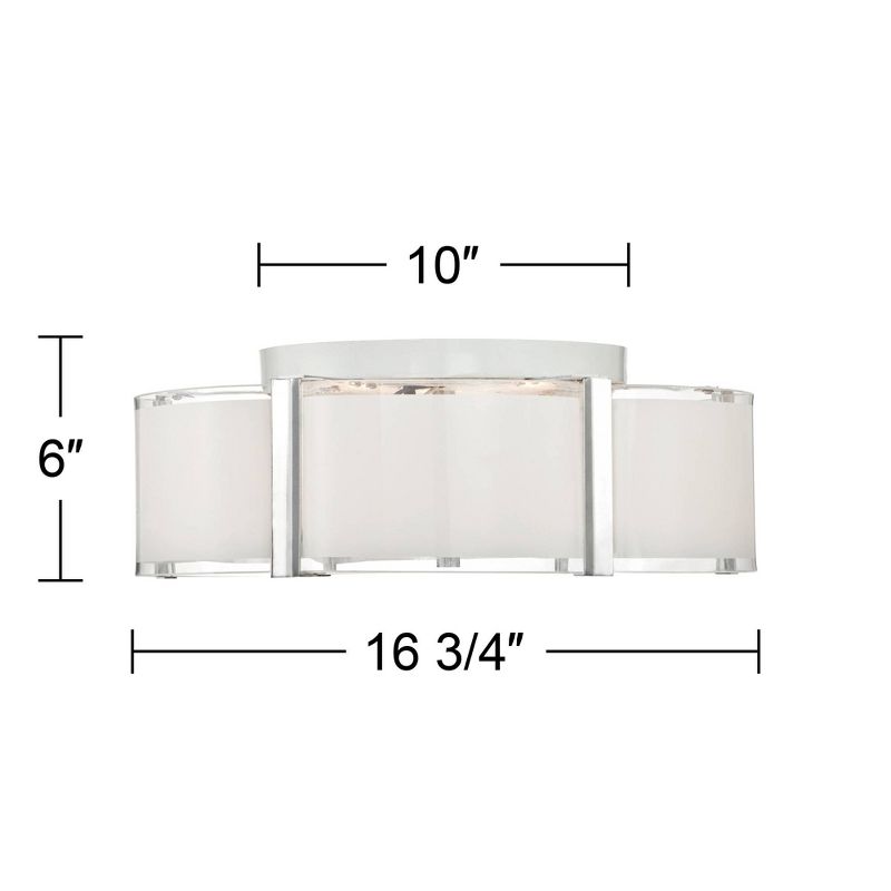 Possini Euro Design Flair Modern Ceiling Light Flush Mount Fixture 16 3/4" Wide Chrome 3-Light White Glass Scalloped Edge Drum Shade for Bedroom House, 4 of 8
