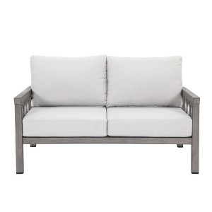 Cesicia 53.9'' x 34'' x 28.7'' in Modern Aluminum Sofa Couches with Soft Cushions Seating 2 for Patio, Courtyard and Balcony Black&Gray - 1 of 4