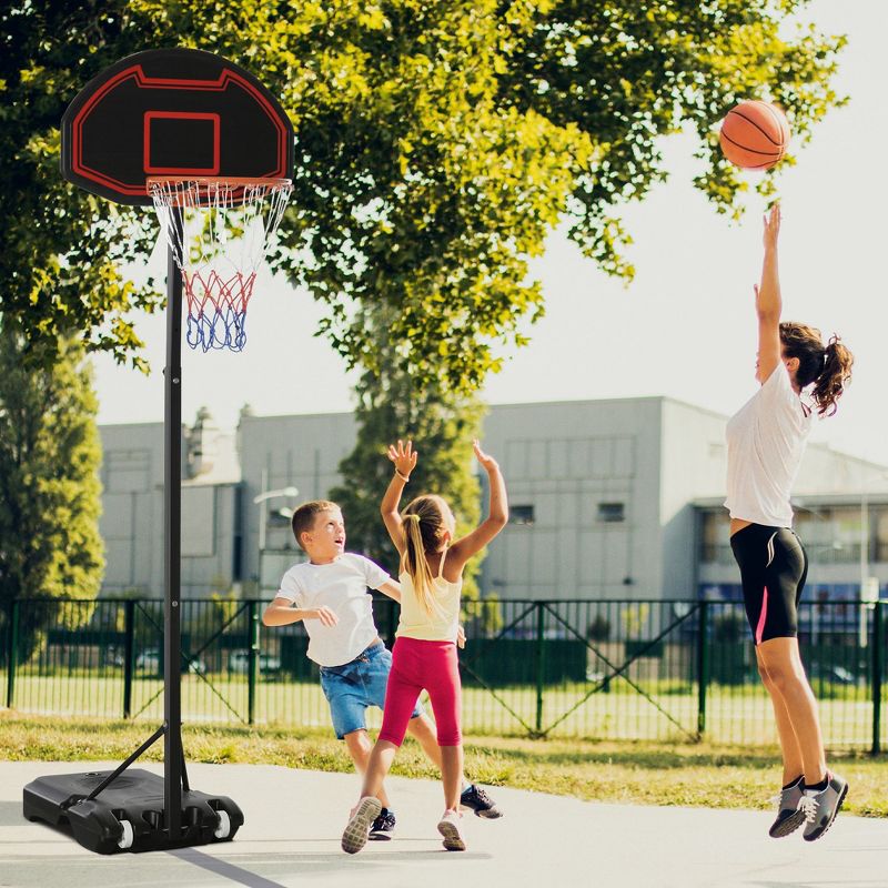 Soozier Portable Basketball Hoop Stand, Height-Adjustable Basketball System with 29'' Backboard and Wheels for Indoor Outdoor Use, 3 of 8