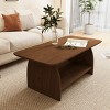 Modern Double-Layer Coffee Table with Storage Shelf, Retro Rectangular Center Table for Living Rooms or Apartments - Panipeachy - 2 of 4
