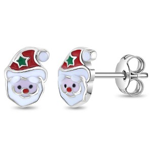 Girls' Jolly Christmas Santa Standard Sterling Silver Earrings - In Season Jewelry - 1 of 4