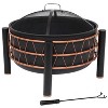 Sunnydaze Steel Fire Pit with Bronze Trapezoid Pattern and PVC Cover - 24.5" Round - Black - 3 of 4