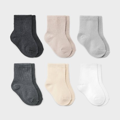 Baby 6pk Crew Socks - Cloud Island™ Gray