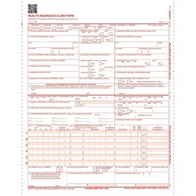 ComplyRight 1-Part Continuous CMS-1500 Health Insurance Claim Form (02/12) CMS121
