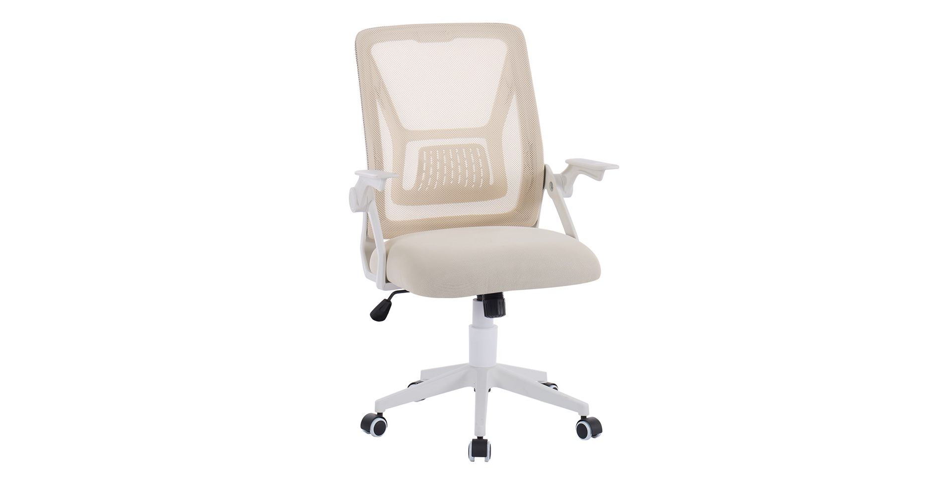 VECELO Mid-Back Swivel Ergonomic Office Chair with Adjustable Arms Mesh Lumbar Support, Beige
