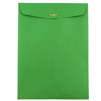 JAM Paper 9x12 Open End Catalog Colored Envelopes w/Clasp Closure Green Recycle 92912A