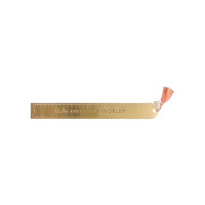12" Gold Ruler with Gold Crown Charm & Peach Tassel - DesignWorks Ink