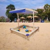 Children's Wooden Sandbox With Adjustable Canopy, Sandpit With Covers Kids Wood Playset Outdoor Backyard - Upgrade Retractable - 3 of 4