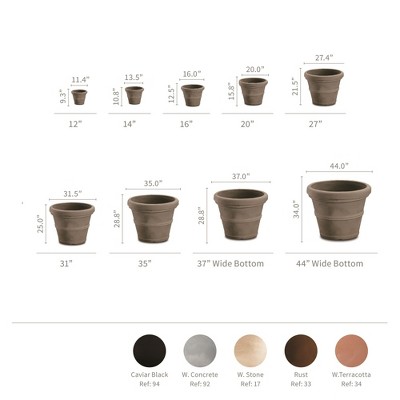 Rust 12" Round Polyethylene Outdoor/Indoor Planter