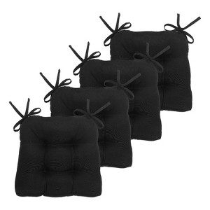 Kate Aurora Country Living Plush Solid Colored Country Farmhouse Reversible Chair Cushions/Pads With Tear Proof Ties - 1 of 4