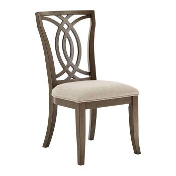 Set of 2 Janelle Dark Walnut Finish and Fabric Dining Side Chairs Brown - Inspire Q