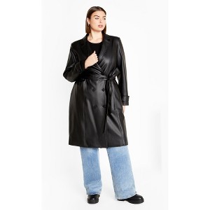 Women's Plus Size Phylis Trench Coat - black | CITY CHIC - 1 of 4