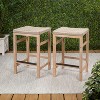 JONATHAN Y Armand Modern Coastal Backless Acacia Wood Outdoor Bar Stool with Woven Rope Sea (Set of 2) - 2 of 4