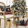 Merry Christmas Joy Xmas Trees Red Throw Pillow Covers, 18 x 18 Inch, Set of 4 - 3 of 4