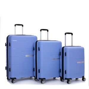 Gulches Hardshell Suitcase Double Spinner Wheels PP Luggage Sets Lightweight Durable Suitcase with TSA Lock,3-Piece Set (20/24/28) , Purplish Blue - 1 of 4