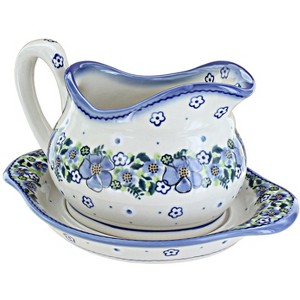 Blue Rose Polish Pottery WS03 Galia Gravy Boat and Plate - 1 of 1