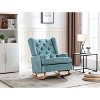 Okak Furry Rocking Accent Chair Living Room Chair with Wood Legs and Button-Tufted Upholstered Comfy Back Armchair for Bedroom Nursery Lounge - 3 of 4