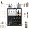 Wine Bar Cabinet, 3-Tier Detachable Wine Rack, Adjustable Shelves, Glass Holders, Mesh Door & Baffle – Small Buffet Sideboard - 3 of 4