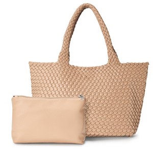 Generic Woven tote Bag for Women, Large woven handbag Shoulder Bag Soft Vegan Leather - 1 of 4
