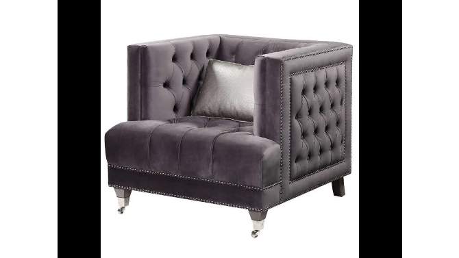 38&#34; Hegio Chair Gray Velvet - Acme Furniture, 2 of 13, play video