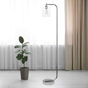 Antique Style Industrial Iron Lantern Floor Lamp with Glass Shade - Simple Designs - 1 of 4