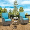 Jojoka 3pc Outdoor Wicker Rocking Bistro Set with 2 Swivel Chairs & Glass-Top Table, Rattan Patio Furniture with Cushions for Porch, Backyard - 2 of 4