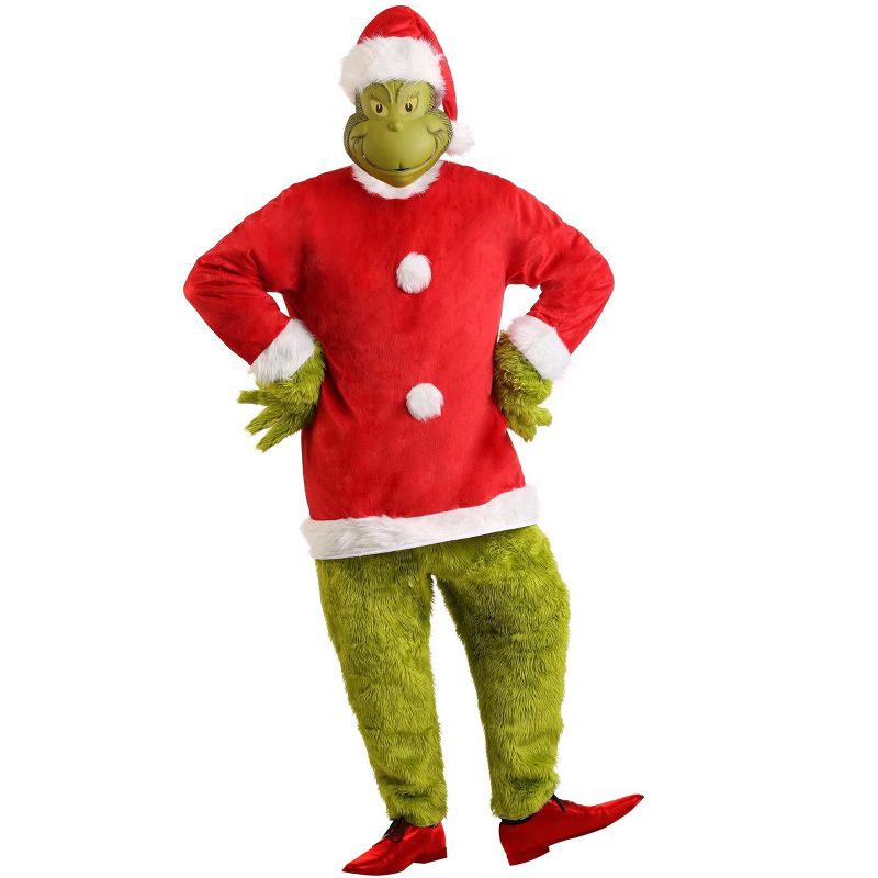 HalloweenCostumes.com Dr. Seuss The Grinch Santa Deluxe Costume with Mask, 1 of 8