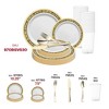 Smarty Had A Party White w/ Black & Gold Royal Rim Plastic Wedding Set - For 30 Guests - 4 of 4