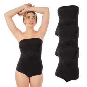 Body Beautiful Shapewear Womens Strapless Tummy Control Bodysuit Nylon Black Small/Medium, 3-Pack - 1 of 4